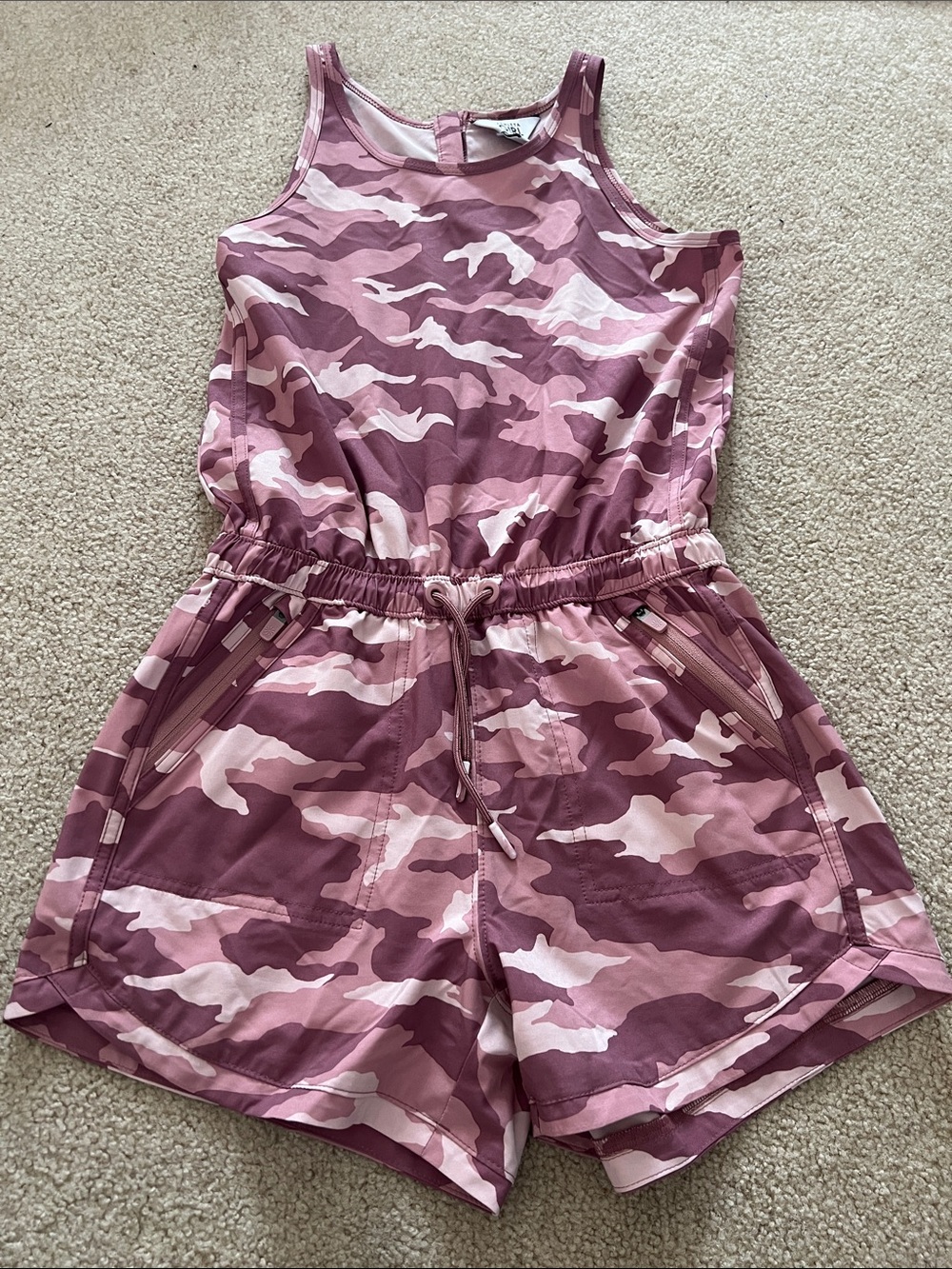 Athleta Pink Camo Drawstring Romper